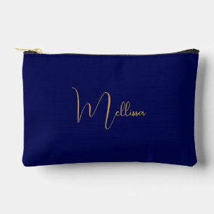 Blue minimalist custom name  accessory pouch