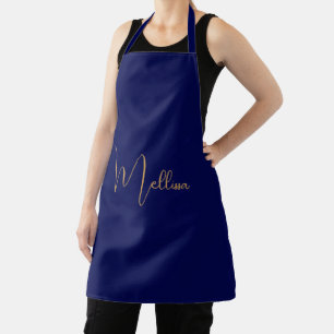 Blue minimalist custom name  apron