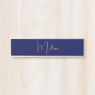 Blue minimalist custom name door sign