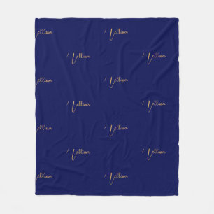 Blue minimalist custom name  fleece blanket