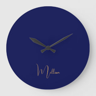 Blue minimalist custom name large clock