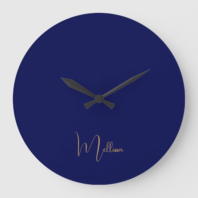 Blue minimalist custom name  large clock (Front)