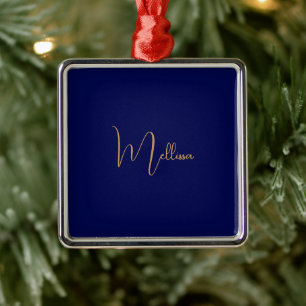 Blue minimalist custom name metal tree decoration