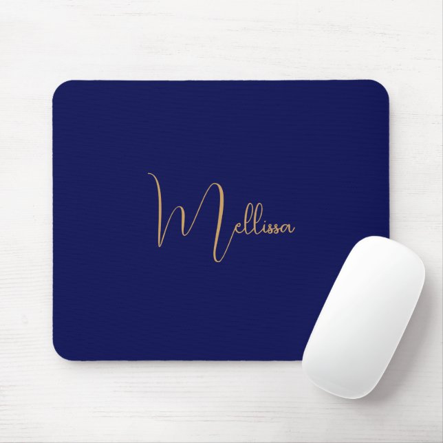 Blue minimalist custom name  mouse pad (With Mouse)