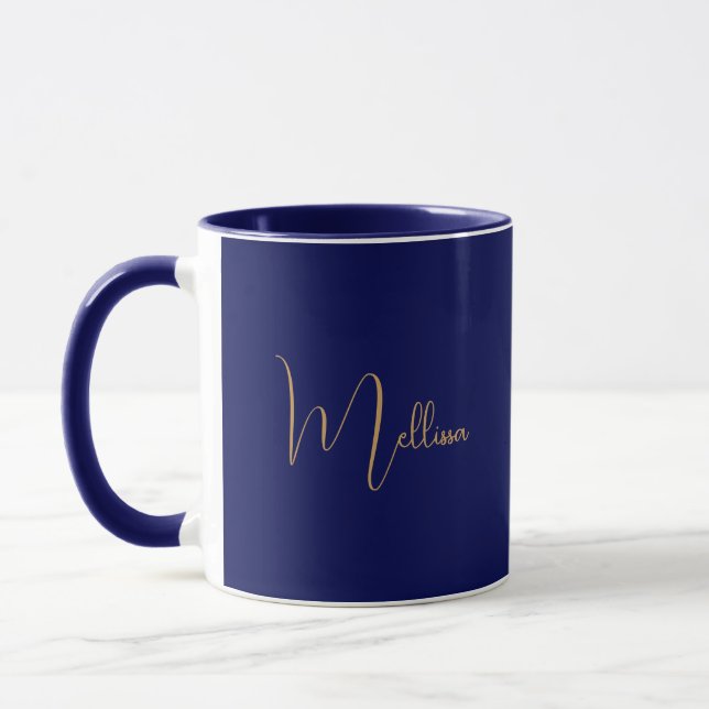 Blue minimalist custom name  mug (Left)
