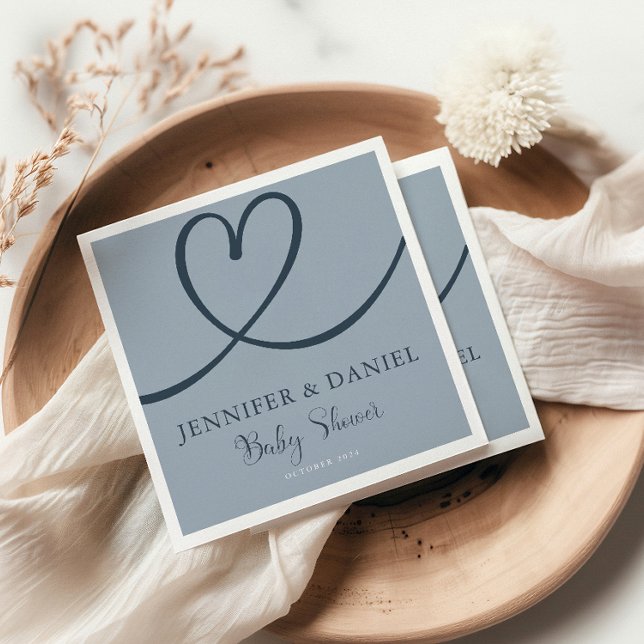 Blue Minimalist Elegant Oh Boy Baby Shower Napkin (Creator Uploaded)