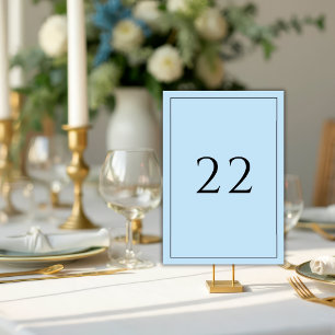 Blue Minimalist Elegant Wedding Table Number