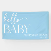 Blue Minimalist Hello Baby Baby Shower