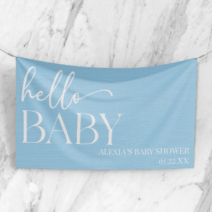 Blue Minimalist Hello Baby Baby Shower Banner