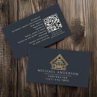 Blue Minimalist Home Building Construction QR Code