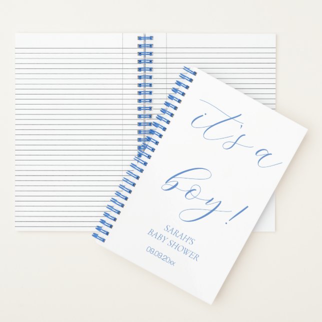 Blue Minimalist It's a Boy Baby Shower Gift List  Notebook (Inside)