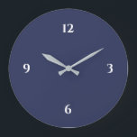 Blue Minimalist Large Clock<br><div class="desc">Modern clock features a minimalist design in a blue and white color palette. A simple plain design with white numbers on a blue background. A trendy addition to your kitchen, living room or office wall, a thoughtful modern office gift or modern home gift for any occasion. You can customize by...</div>
