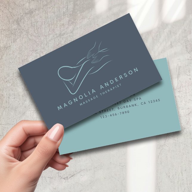 Blue Minimalist Modern | Massage Therapist  Business Card (Creator Uploaded)