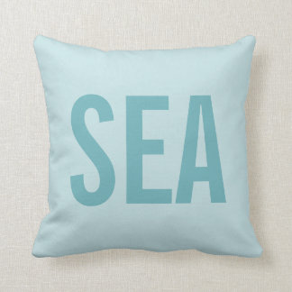 Blue minimalist modern sea / beach pillow