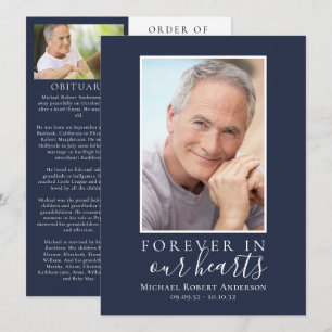 Blue Minimalist Photo Memorial Service Program Invitation