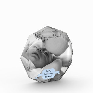 Blue Minimalist Photo Mother's Day Block