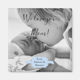 Blue Minimalist Photo Mother's Day Magnet