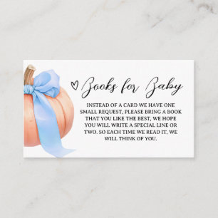 Blue Minimalist Pumpkin Baby Shower Books for Baby Enclosure Card