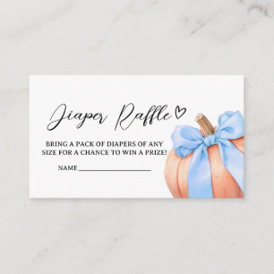 Blue Minimalist Pumpkin Baby Shower Diaper Raffle Enclosure Card