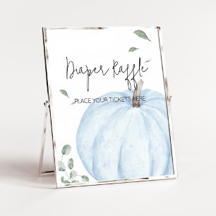 Blue Minimalist Pumpkin Baby Shower Diaper Raffle Poster