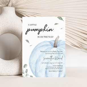 Blue Minimalist Pumpkin Baby Shower Invitation