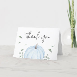 Blue Minimalist Pumpkin Baby Shower Thank You Card