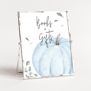 Blue Minimalist Pumpkin Books and Gifts Poster