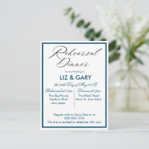 Blue Minimalist Rehearsal Dinner Postcard