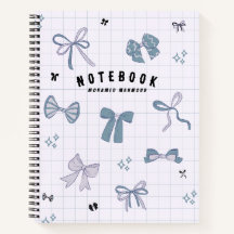 Blue Minimalist Ribbon Personalised Notebook