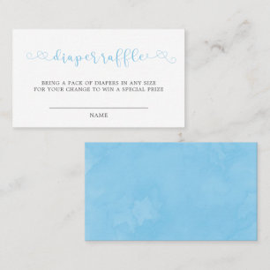 Blue Minimalist Script Diaper Raffle Business Card