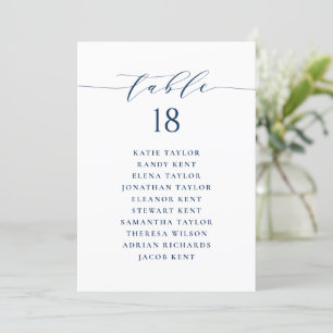 Blue Minimalist Script Seating Plan Table Number