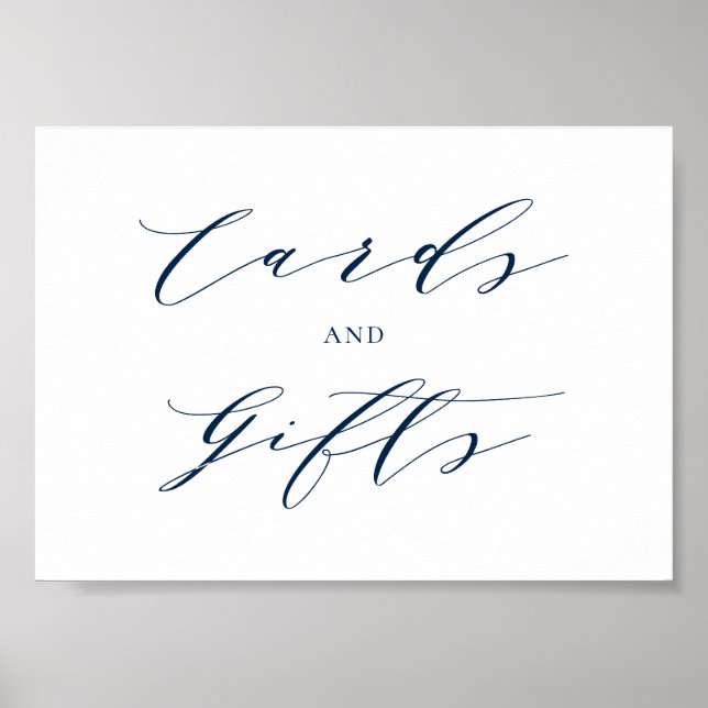 Blue Minimalist Script Wedding Cards and Gifts Poster (Front)