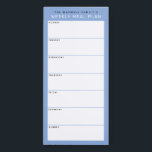 Blue Minimalist Simple Family Meal Planning Magnetic Notepad<br><div class="desc">Write your dinners on this magnetic note pad for an easy way to plan out the week's meals and stick it up on your fridge, pantry door or command centre. The simple, modern layout in fresh French blue, black and white with sans serif fonts will appeal to every visually organised...</div>