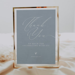 Blue Minimalist Thank You Wedding Favors Sign