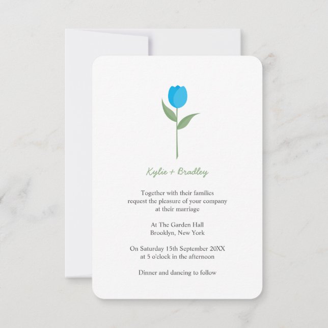 Blue Minimalist Tulip Invitation (Back)