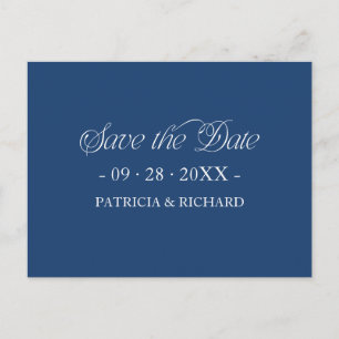 Blue Minimalist Typography Save the Date Postcard