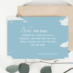Blue Minimalistic books for baby boy baby shower Card