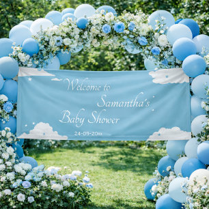 Blue Minimalistic rustic baby boy baby shower Banner