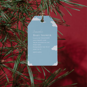 Blue Minimalistic rustic boy baby shower Gift Tags