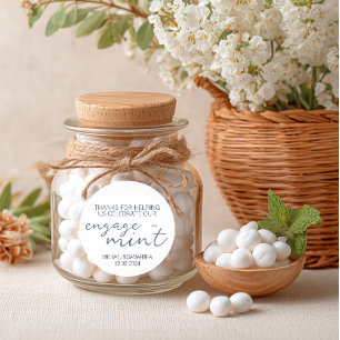 Blue Mint Engagement Thank You Classic Round Sticker