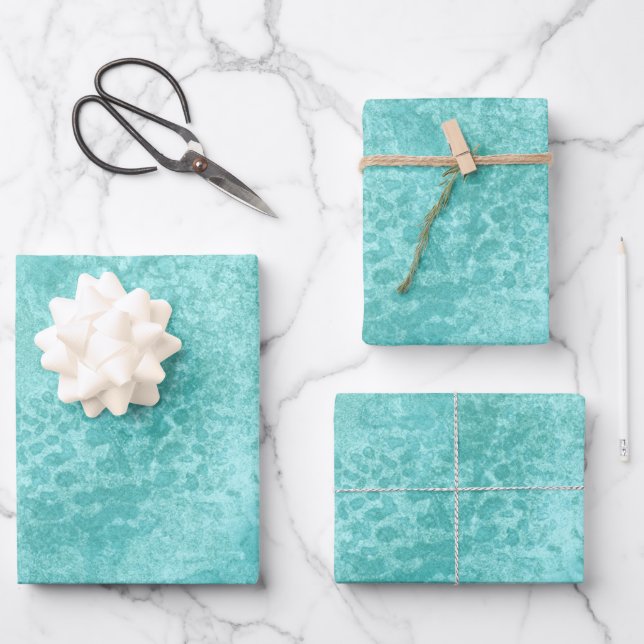 Blue Mint Sea Green Texture Wrapping Paper Sheet (Front)