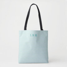 Blue Mint Stripe Classic Monogram Initials