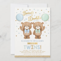 Blue Mint Teddy Bear Balloon Twin Boy Baby Shower