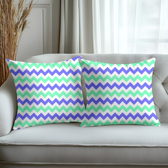 Blue Mint White Chevron Pattern Cushion (Creator Uploaded)