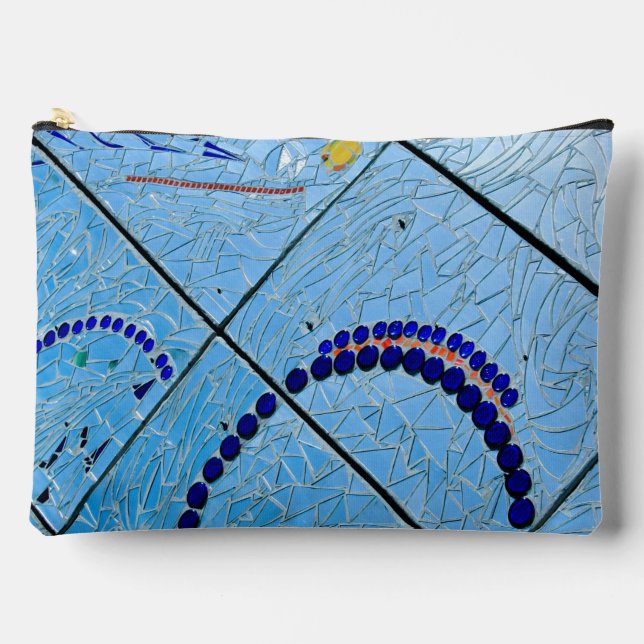 Blue Mirror Mosaic  Accessory Pouch (Front)