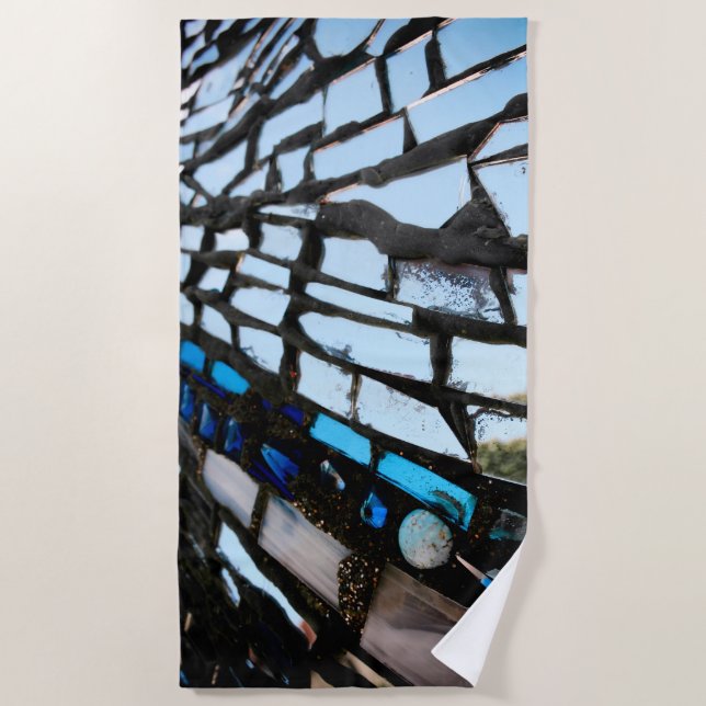 Blue Mirror Mosaic Beach Towel (Front)