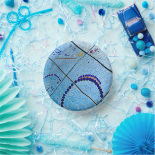 Blue Mirror Mosaic Paper Plate
