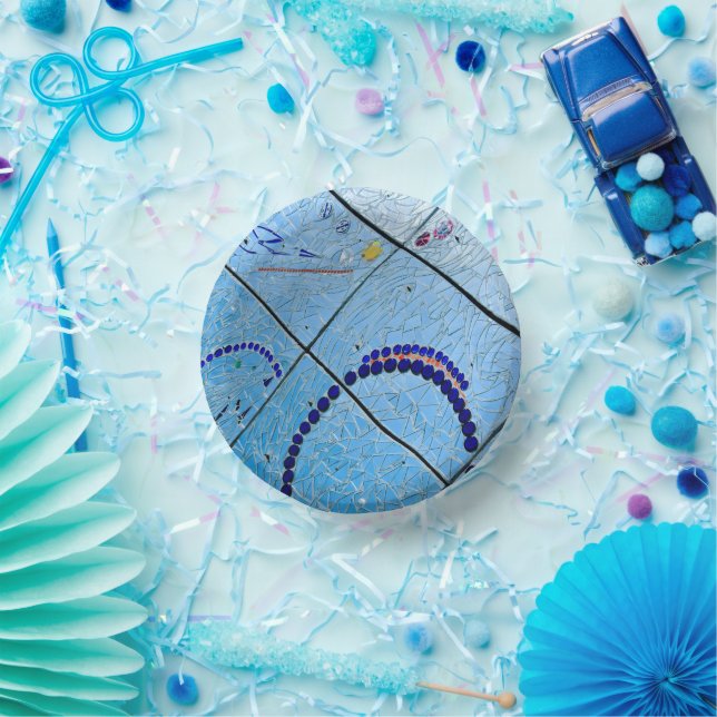 Blue Mirror Mosaic Paper Plate (Party)