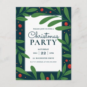 Blue Mistletoe   Holiday Party Invitation
