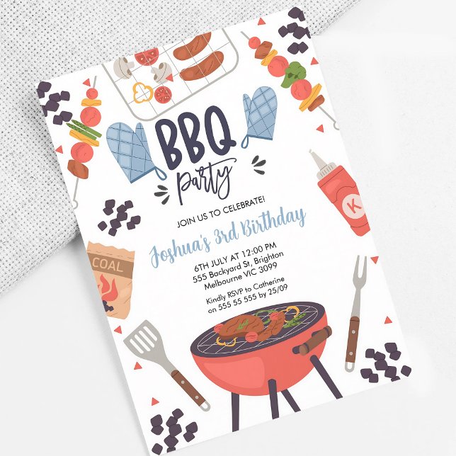 Blue Mitt Boys BBQ Birthday Invitation (Creator Uploaded)
